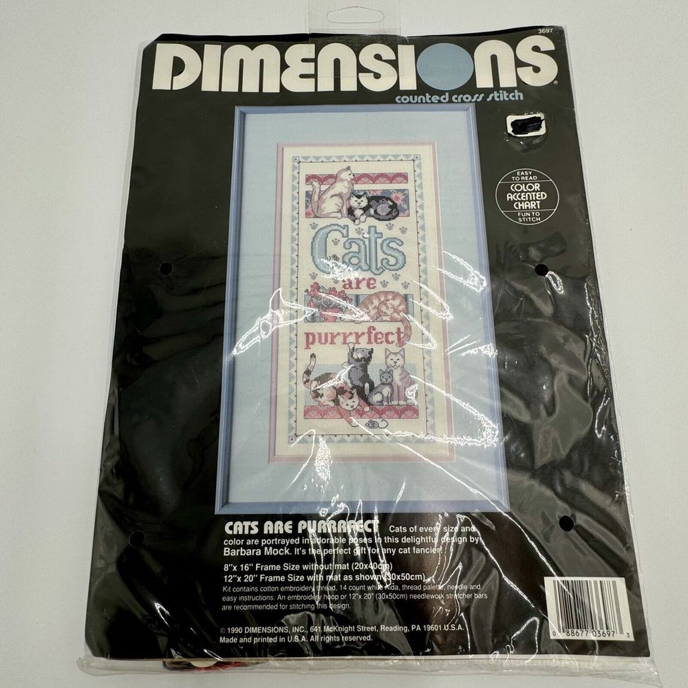 Dimensions Cats Are Purrfect Perfect Counted Cross Stitch Kit #3697 Barbara Mock